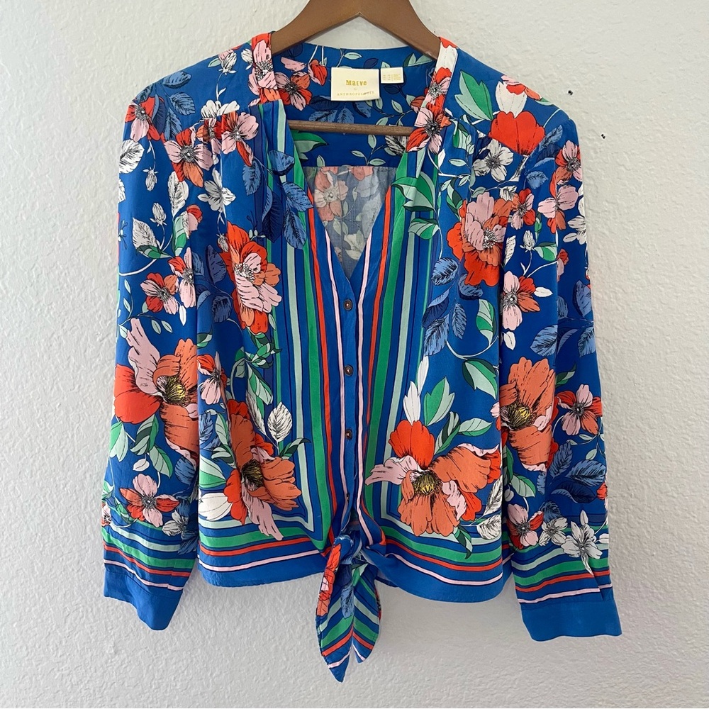 Anthropologie Maeve Elan Scarf Printed Blouse Size 6 - Picture 4 of 16